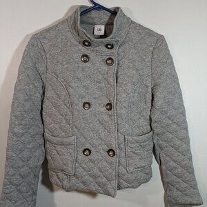 CAbi Quilted Jacket #3182 Heather Grey Jersey, Super comfy, Cropped Size Small